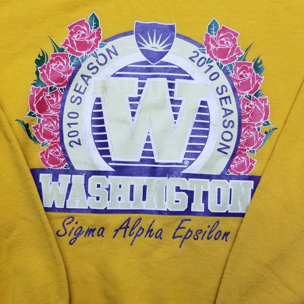 Sigma Alpha Epsilon Frat  SAE university of Washington yellow Crew Neck Size Sm - Picture 4 of 15